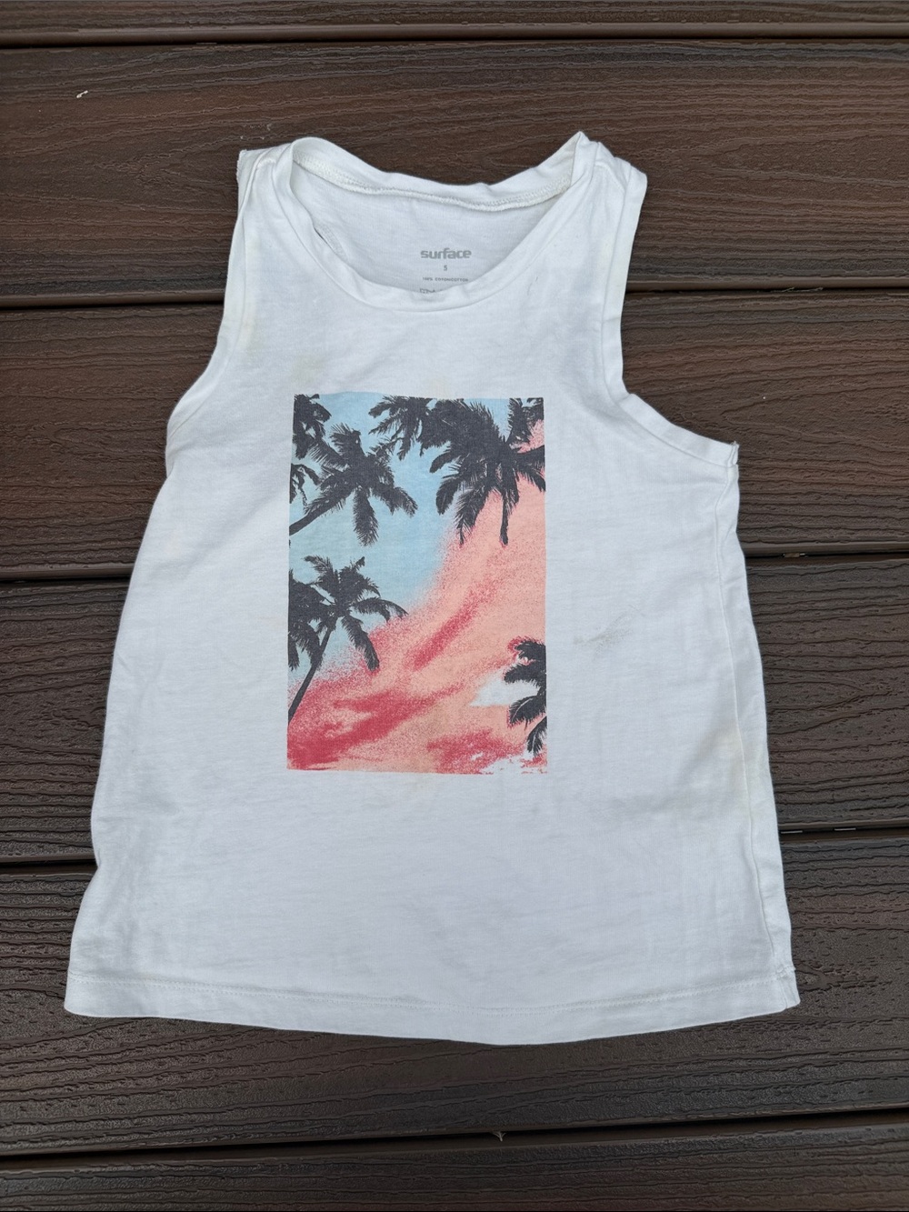 Surface Kids White Palm-Graphic Tank Top